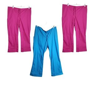 Butter-Soft Scrub Pants Lot of 3 Pink Blue UA47CT Plus Size 3X Drawstring